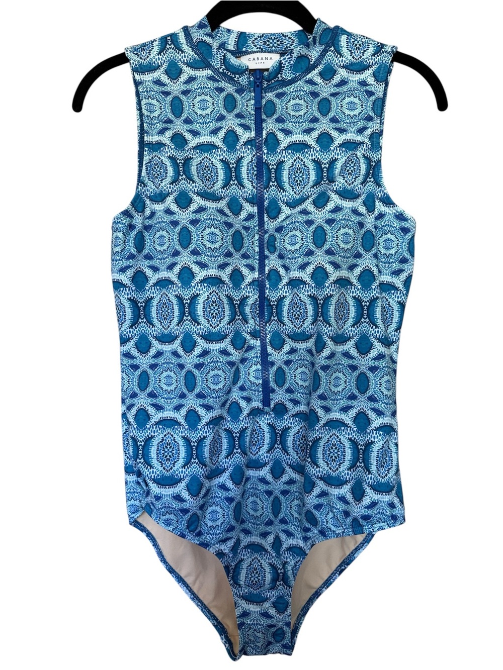 NWT Cabana Life Sleeveless Unisuit One Piece Swimsuit UPF 50 Blue Geo M